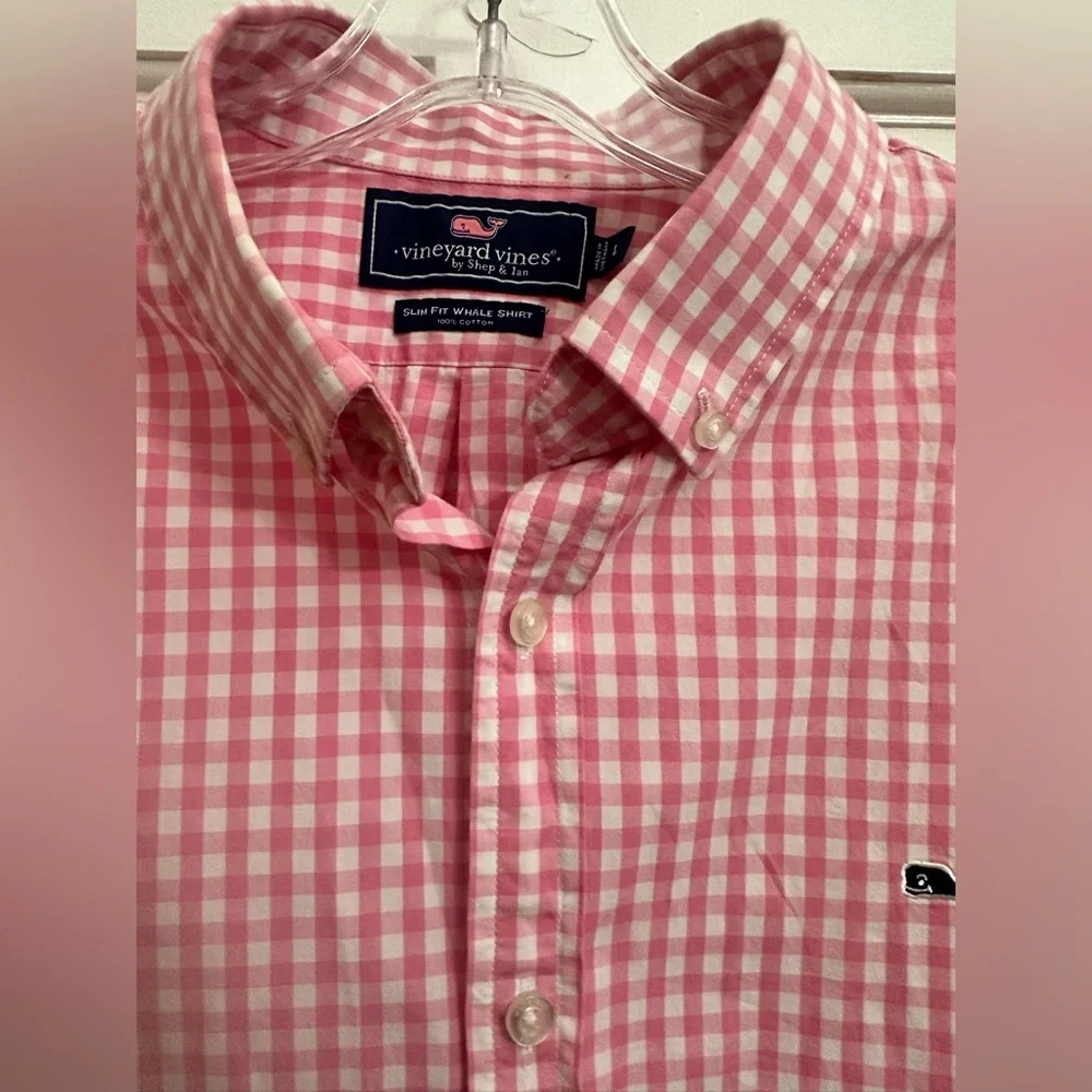 Vineyard Vines Pink Gingham Slim Fit Whale Shirt - Picture 5 of 9